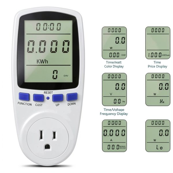 Watt Meter, Plug-in Socket Power Meter, Auto Cost Calculator, Backlit Large Display, Overload Protection, Kilowatt Wattage Voltage AMP Tester, Electricity Usage Electrical Energy Monitor-1