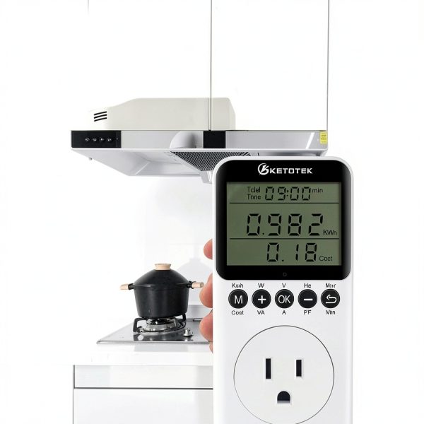 Watt Meter KETOTEK Power Plug with LCD, 1800W 15A Overload Protection-3