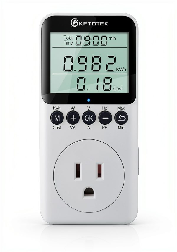 Watt Meter KETOTEK Power Plug with LCD, 1800W 15A Overload Protection-0