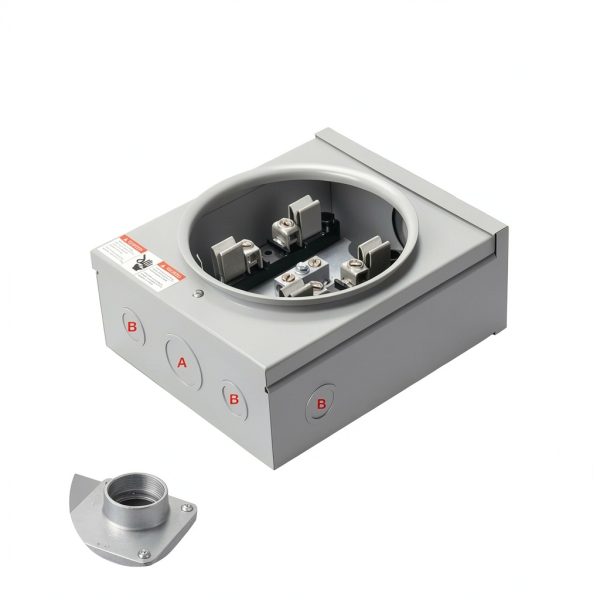 100 Amp XaHo Meter Socket 4 Jaw Ringless 600V with Horn Bypass Cover-3