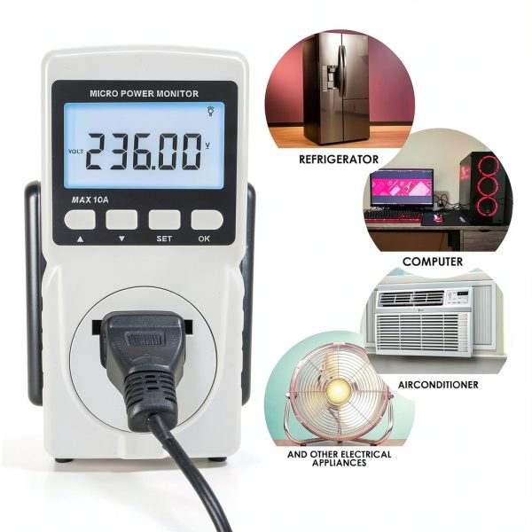 Watt Power Meter Plug-in Socket - Gain Express Backlit LCD Overload-1