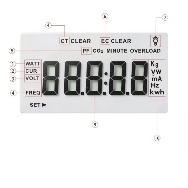 Watt Power Meter Plug-in Socket - Gain Express Backlit LCD Overload-3